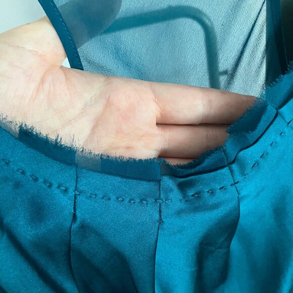 Deep teal silk sleeveless tank - Picture 3 of 6